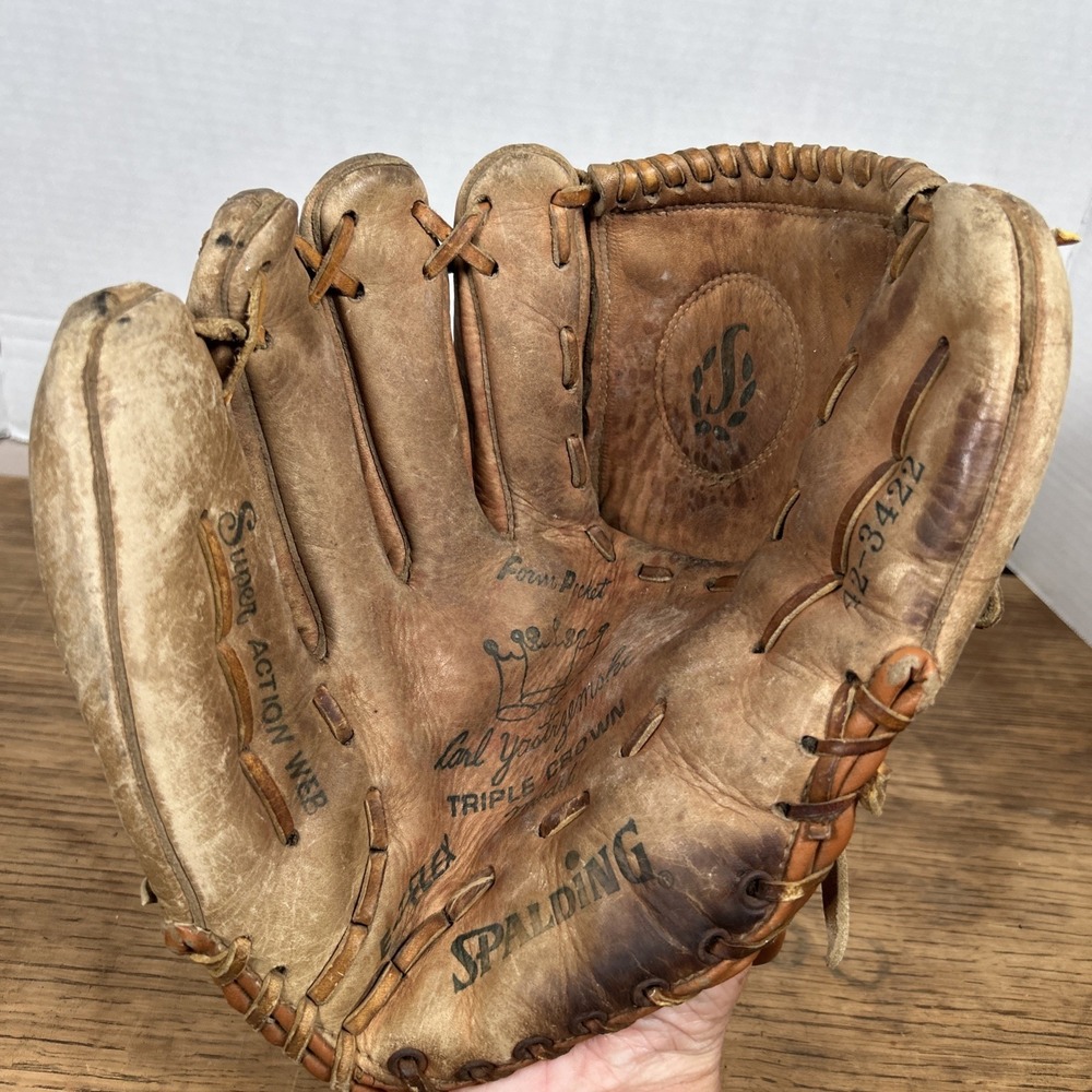 Vintage Leather Baseball‎ Glove Spalding 42-3422 Carl Yastrzemski Left Handed
